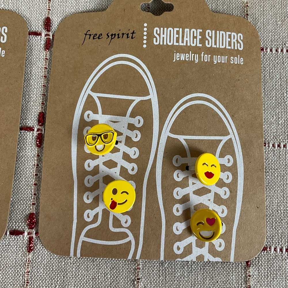 Free Spirit Shoelace Sliders 8 Total Shoe Charms Emoji & Fruit Enamel Rhinestone - Picture 3 of 3